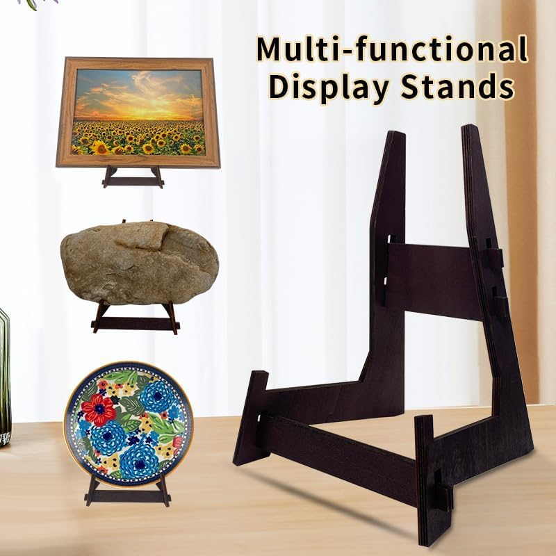 2 Pack 8 Inch Wooden Plate Stands for Display