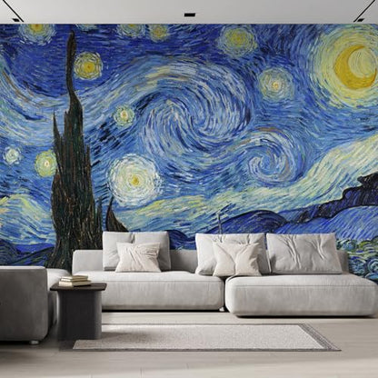 Starry Night by Vincent Van Gogh Dutch Impressionism 20th Century Artist Peel and Stick Large Wall Mural (8 Count)