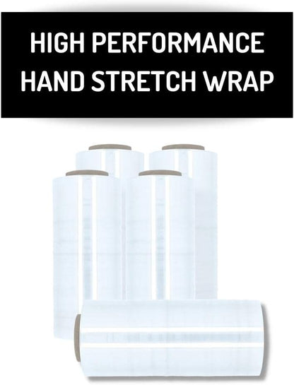 PSBM Stretch Wrap, 4 Pack, 16 Inch x 1500 Feet, 47 Gauge, Clear Plastic Cling, Cast Hand Stretch Film Rolls for Packaging Moving Packing Pallets