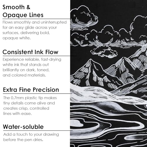 6 White Acrylic Paint Markers