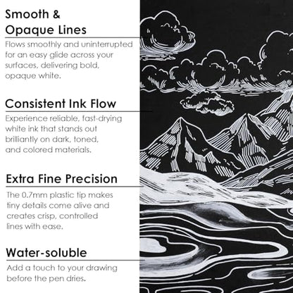 6 White Acrylic Paint Markers