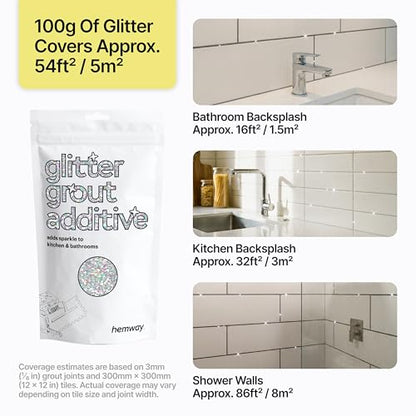 Silver Holographic Glitter Grout Additive 100g Metallic Flakes (3.5274 Ounce)