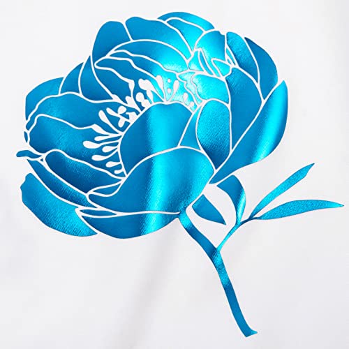 Blue Metallic Foil Heat Transfer Vinyl 12" x5ft Blue HTV Vinyl Roll Chrome Iron on Vinyl Easy to Cut & Weed DIY Heat Press Design for T (5 Foot)
