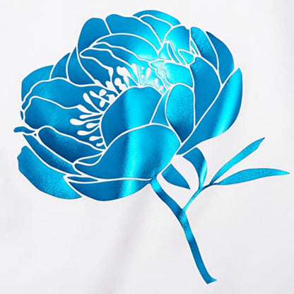 Blue Metallic Foil Heat Transfer Vinyl 12" x5ft Blue HTV Vinyl Roll Chrome Iron on Vinyl Easy to Cut & Weed DIY Heat Press Design for T (5 Foot)