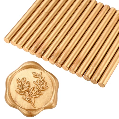 15Pcs Light Gold Glue Gun Sealing Wax Sticks for Wax Seal Stamp (15 Count)