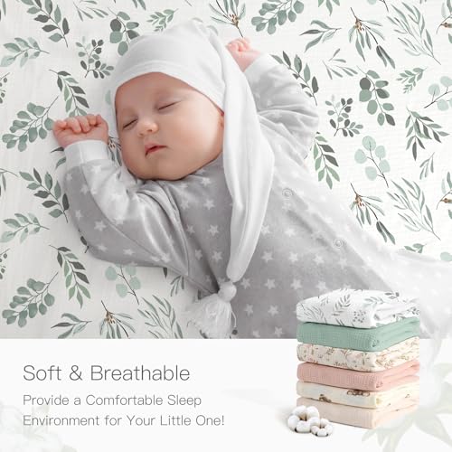 Organic Pack and Play Sheets Fitted 38”x26” 100% Muslin Cotton (2 Count)