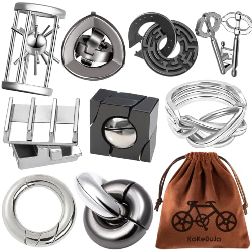 9pcs Metal Puzzle for Adult Disentanglement Puzzles Lock Gift for Adults (72 Count)