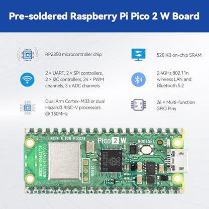 Raspberry Pi Pico 2 W Ultimate Starter Kit with 110+Video Courses Online Tutorials