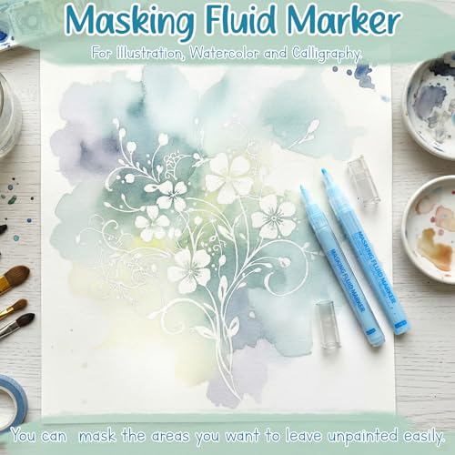 2 Pcs Masking Fluid Pen for Watercolor Painting (2 Count)