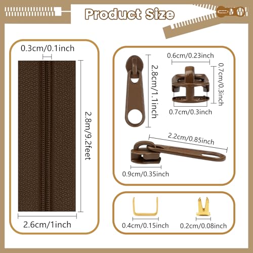 24 Yards 8 Pieces Sewing Zippers #3 Nylon Coil Zippers Assorted Zipper for Sewing with 32 Zipper Sliders for DIY Tailor Sewing Crafts Supplies (8 Count)