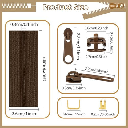 24 Yards 8 Pieces Sewing Zippers #3 Nylon Coil Zippers Assorted Zipper for Sewing with 32 Zipper Sliders for DIY Tailor Sewing Crafts Supplies (8 Count)