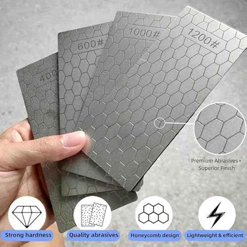 6 PCS Diamond Sharpening Plate with Honeycomb Surface Plate for Scissors Knives Outdoor Tools From Coarse to Extra Fine 400 (7 Count)