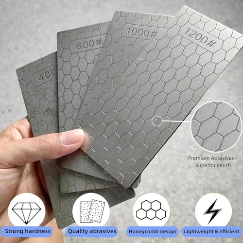6 PCS Diamond Sharpening Plate with Honeycomb Surface Plate for Scissors Knives Outdoor Tools From Coarse to Extra Fine 400 (7 Count)