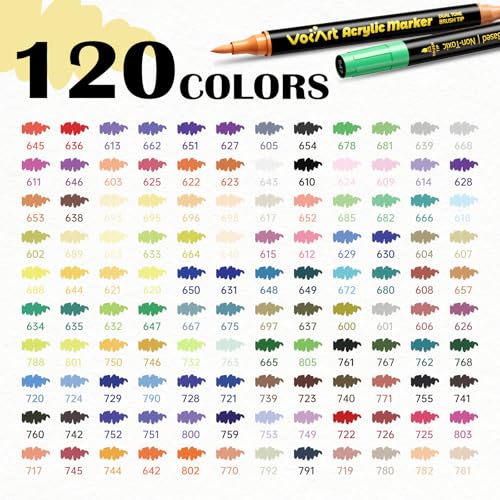 120 Colors Acrylic Paint Markers Brush Tip Acrylic Paint Markers Pens (60 Count)