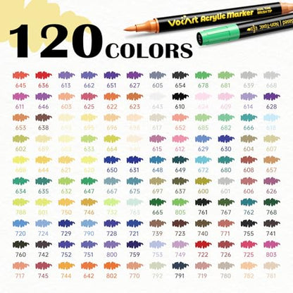 120 Colors Acrylic Paint Markers Brush Tip Acrylic Paint Markers Pens (60 Count)