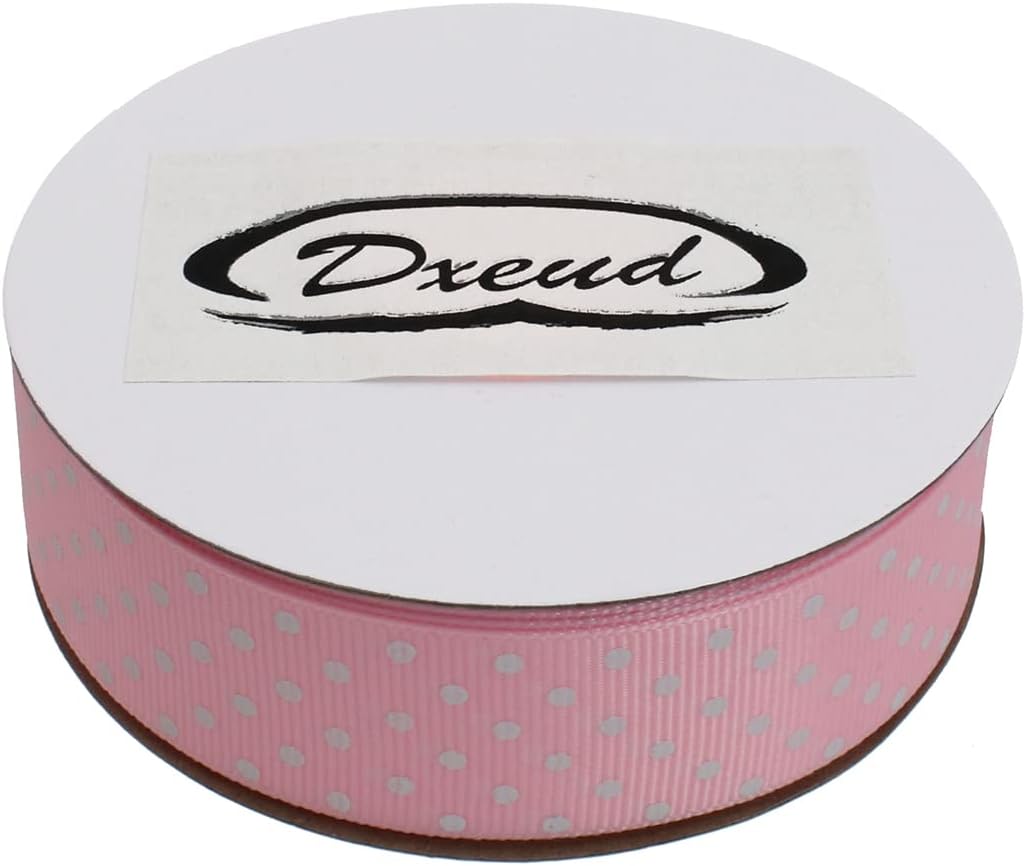 Polka Dot Grosgrain Ribbon 25 Yard Each Roll 100% Polyester (1", Pink) - Crafty Corner