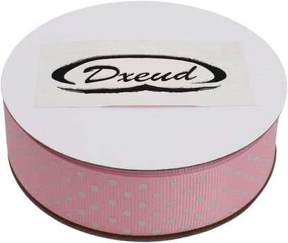 Polka Dot Grosgrain Ribbon 25 Yard Each Roll 100% Polyester (1", Pink) - Crafty Corner