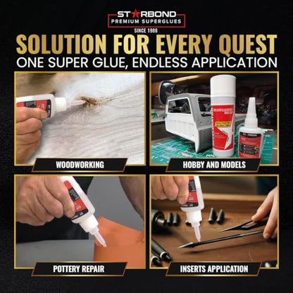 2 oz Thick CA Glue with 6 oz Aerosol Activator Bundle Premium Cyanoacrylate Super Glue for Mitre Joint Bonding (2 Ounce)