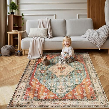 Felice Boho Tribal 4x6 Washable Rugs for Bedroom