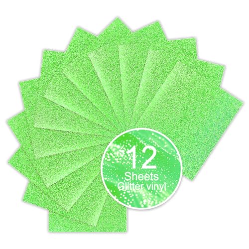 Neon Green Glitter HTV Sparkly Heat Transfer Vinyl (12 Count)