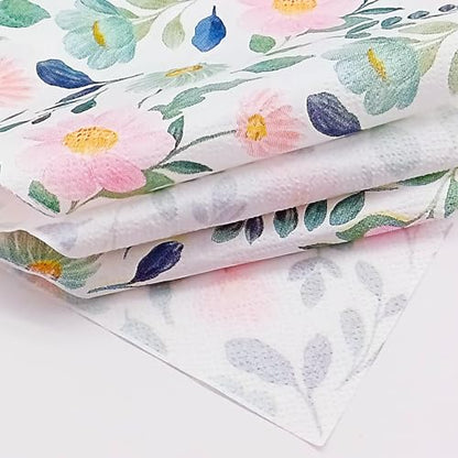 Paper Napkins 80 Pack 2 Ply Floral Beverage Luncheon Dinner Paper Napkins Flower Print Disposable Napkins for Wedding Anniversary Celebrations (80 Count)