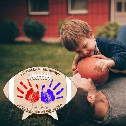 Custom Football Dad Gifts from Baby Handprint Sign