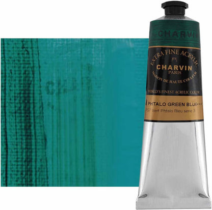 Charvin Extra Fine Professional Acrylic Paint - Phthalo Green Blue, 150ml Tube, Triple-Milled, Lightfast Pigments, Open Stock Artist Acrylic Paints in Nature-Inspired Hues