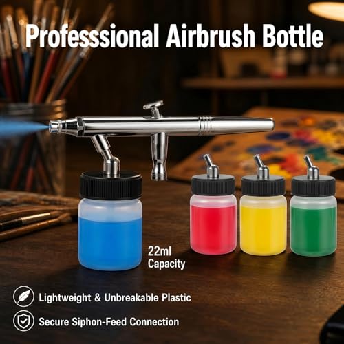 HUBEST 10 Pack 22cc Airbrush Paint Bottles (10 Count)