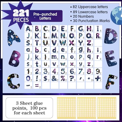 221 Pcs Space Bulletin Board Letters for Classroom Wall (225 Count)