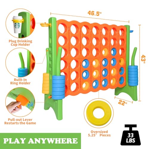 Oversized 4 in a Row Connect Game+Waterproof Carry Bag (46 Count)