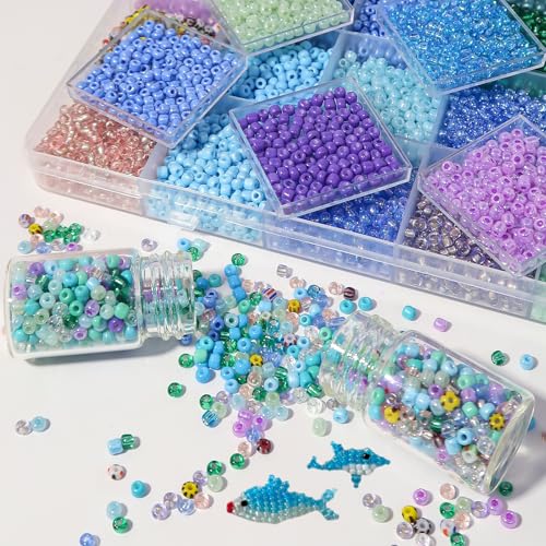 11200pcs Glass Seed Beads for DIY Crafting Bracelet Necklace Embroidery Jewelry Making Supplies (11200 Count)