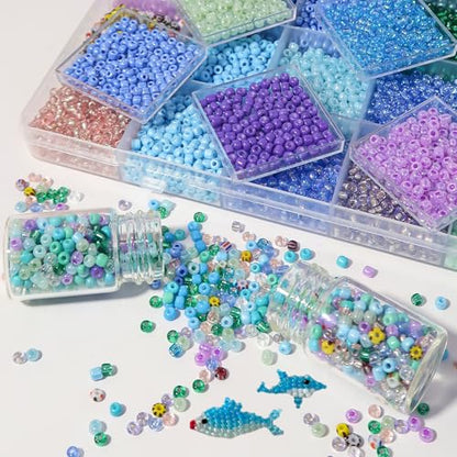 11200pcs Glass Seed Beads for DIY Crafting Bracelet Necklace Embroidery Jewelry Making Supplies (11200 Count)