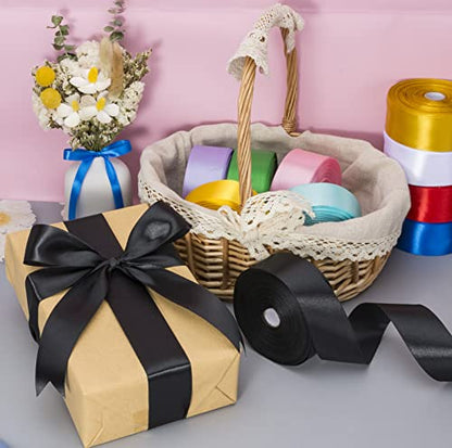 1 1 2 Inch Black Solid Satin Ribbon for Gift Wrapping (150 Foot)