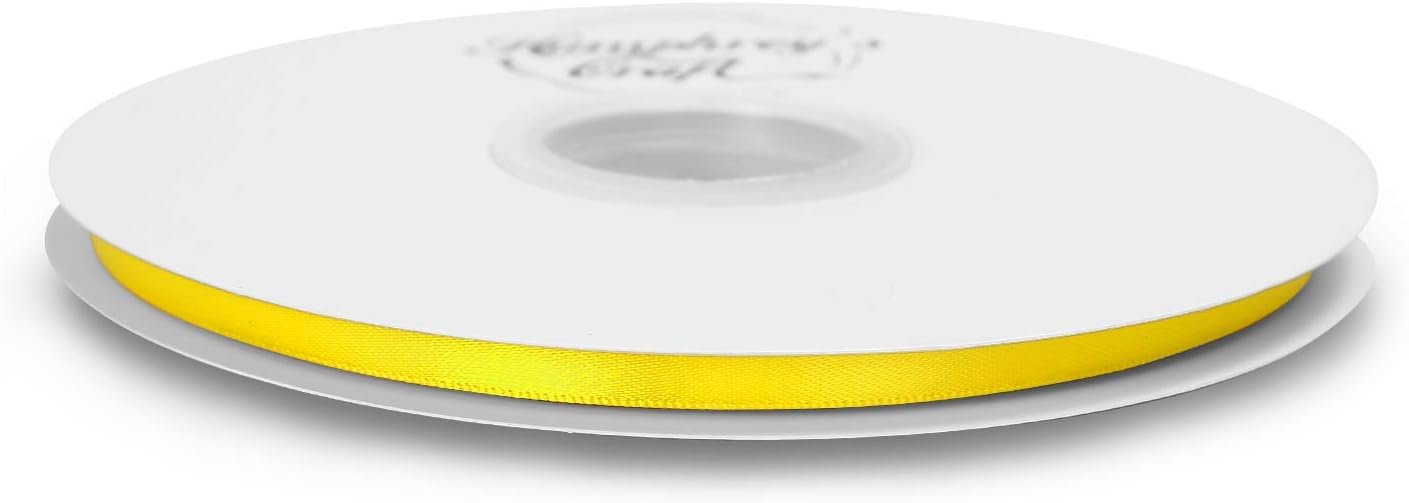 Humphrey's Craft 1/4 Inch Daffodil Yellow Double Faced Satin Ribbon - 50 Yards Variety of Color for Crafts Gift Wrapping Bows Bouquet Decoration Sewing Christmas Tree Wedding Invitations. - Crafty Corner