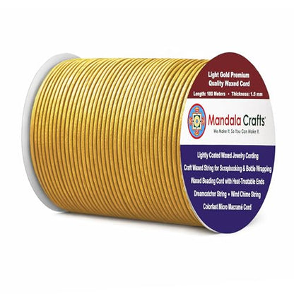 1.5mm Light Gold Waxed Cord