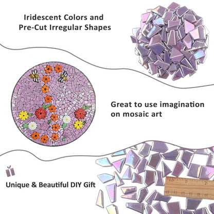 Iridescent Purple Glass Mosaic Tiles for Crafs Bulk (7.05 Ounce)