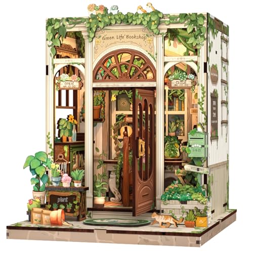 Book Nook Kit Miniature House Green Life's Bookshop