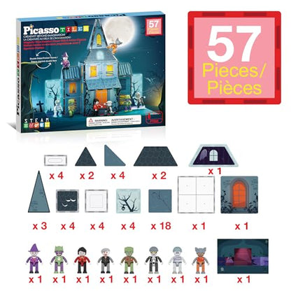57 PCS Magnetic Tiles Halloween Haunted House STEM Set Ages 3+
