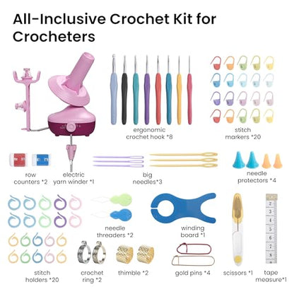 Electric Yarn Winder Crochet Tool Kit with 8pcs Hook for Beginners