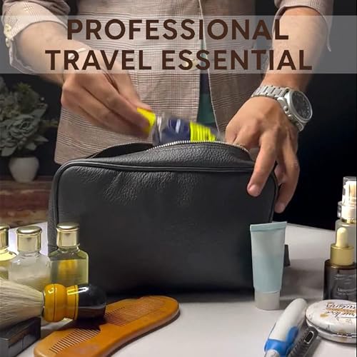 Leather Travel Toiletry Bag for Men