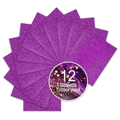 Fuchsia Glitter HTV Sparkly Heat Transfer Vinyl (12 Count)