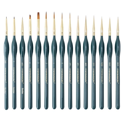 Extra Fine Tip Detail Brushes 15Pcs for Model Miniature Painting and Acrylic Watercolor Painting (15 Count)