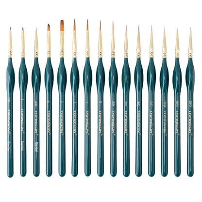 Extra Fine Tip Detail Brushes 15Pcs for Model Miniature Painting and Acrylic Watercolor Painting (15 Count)