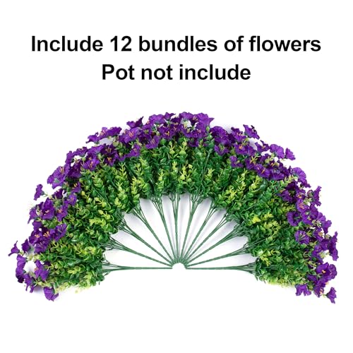 Artificial Flowers Fake Plants for Outdoors Decoration (12 Count)