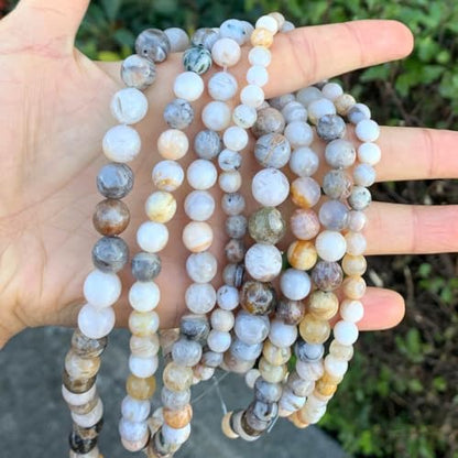 35pcs Adabele Natural Bamboo Leaf Agate Gemstone 10mm Round Beads (34 Count)