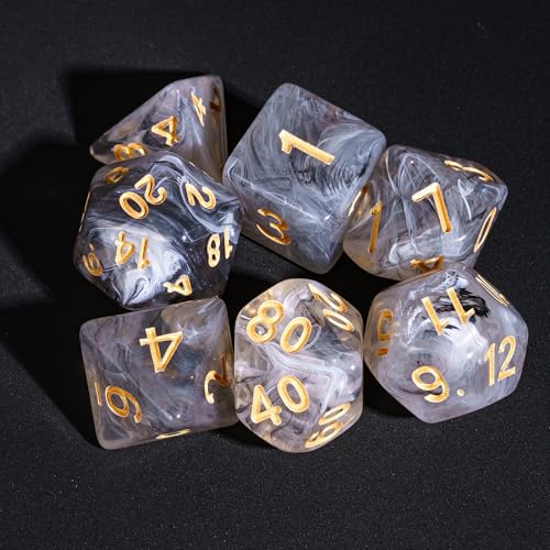 7 Die DND Dice Set Polyhedral Dice Set with a Leather Dice Bag (7 Count)