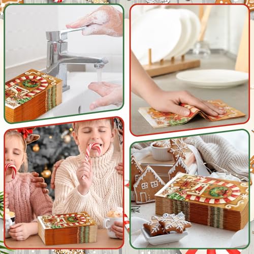 100 Pcs Christmas Guest Napkins 2 Ply Gingerbread Man Disposable Paper Napkins for Decoupage Xmas Tree Decorative Gingerbread Man Christmas Cocktail Guest Hand Towel for Party Table Dinner Bathroom (100 Count)