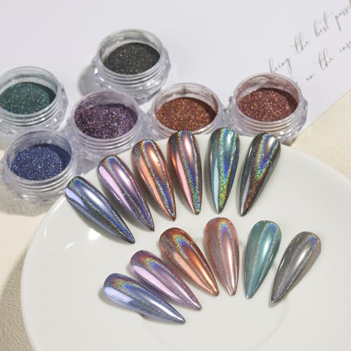 12 Colors Holographic Nail Powder (2.7 Ounce)