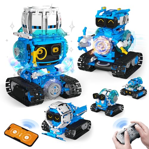 5-in-1 STEM RC Robot Building kit, 494Pcs App Coding, Boys Age 8-13 (5 Count)