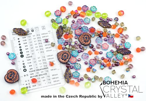 2.1oz (60 g) Mix of Unique Czech Bohemia Glass Pressed Beads, Crazy Purple Green Copper, Table Cut, Matte and Glossy, Faceted Fire Polish, Hand Made Set Kit BCV (2.1164 Ounce)